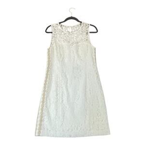 Lilly Pulitzer Dress Womens 10 White Corded Floral Lace Mila Shift NWT Gold Trim